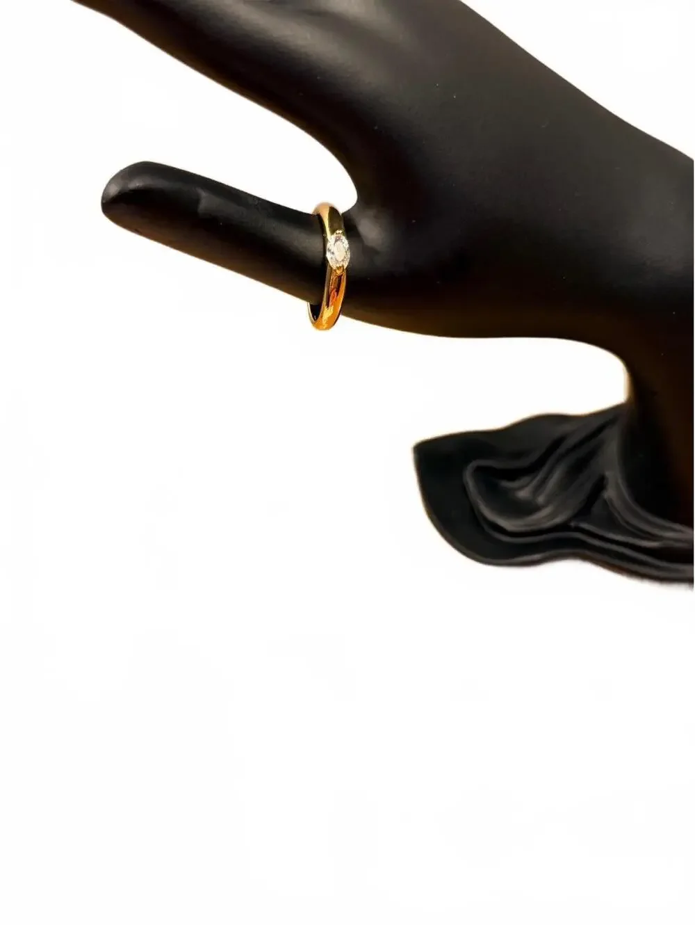 Gold Tone Ring with Clear Stone Accent